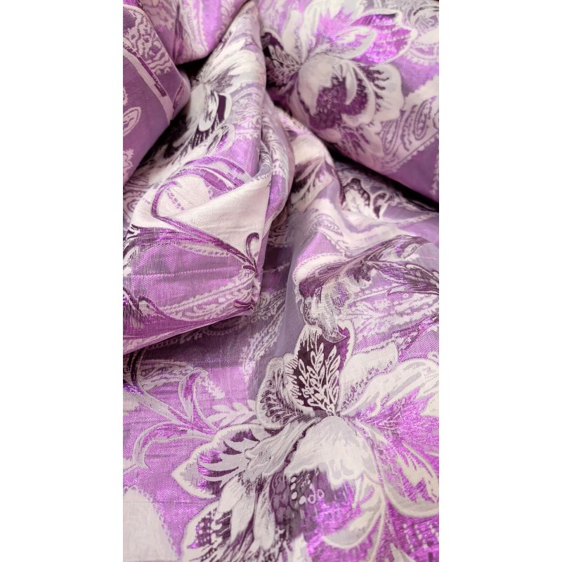 Divastyletextiles.com Fabric Sold By The Yard Magenta Floral Brocade Fabric