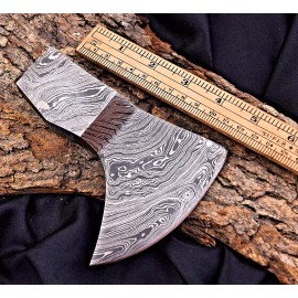 M DAMASCUS CUSTOM MADE HAND FORGED DAMASCUS STEEL HATCHET AXE HEAD TOMAHAWK 932