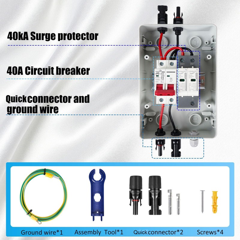 1 String 1000V PV Combiner Box 1 in 1 Out,