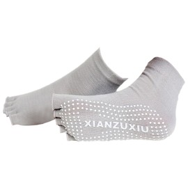 NiceYnn Women Five Toe Yoga Socks, Pilates Non Slip Cotton Socks, Full Finger Colorful Toe Anti Slip Sport Ankle Socks with Grips for Barre Dance Ballet Dance Fitness Home Workout