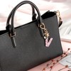 CHUQING Letter L Keychain Pink Initial Keyring Purse Charm for