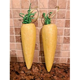 Unbranded S/2 EASTER CARROTS TREE ORNAMENTS BASKET WREATH STYROFOAM ARRANGEMENT YELLOW