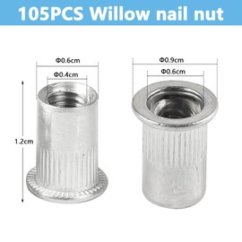 CPROSP 105tlg Nietmuttern M5 Aluminium mit Bewahrungsbox, Alu Nieten 7mm Flachkopf, Blindnietmuttern M5 Geschlossen, Einnietmuttern M5, Senkkopf-Nietmuttern zur Befestigung von Möbel Handwerk