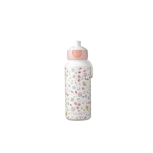 Mepal - Pop-up Campus Water Bottle - Little Dutch Water Bottle - Leak-proof Bottle for School - Reusable - BPA Free & Dishwasher Safe - 400 ml - Flowers & Butterflies