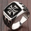 Stainless Steel Crusade Cross Biker Ring (Silver, S)