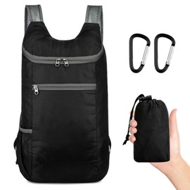 DHWEKU Foldable Backpack Ultralight Waterproof Backpack Foldable Practical Folding Backpack Travel Backpack Waterproof Packable Backpacks for Men Women Children Travel Outdoor Camping, black