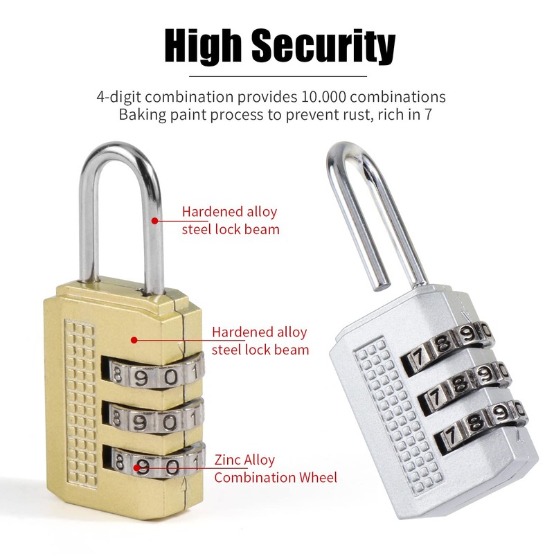 Pack of 7 Combination Locks Luggage Combination Lock Padlock Combination