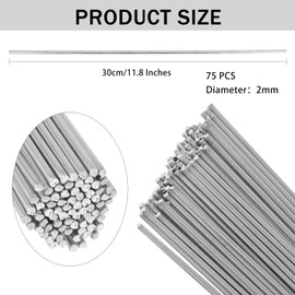 Pack of 75 Aluminium Soldering Welding Rods, 2 mm x 30 cm Welding Wire Wig Aluminium, Welding Rods Aluminium, Low Temperature Welding Rod, Easy Melting Aluminium Welding Wire for Repair and Welding