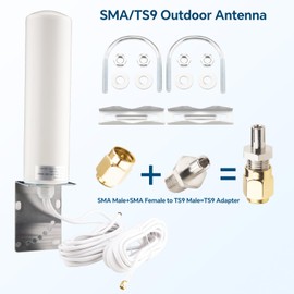 BOOBRIE 4G 5G LTE Antenna High Gain 10dBi OmniDirectional Outdoor Antenna SMA TS9 Connector 698-2700 3300-3800MHz WiFi Antenna Outdoor Dual SMA Male 16.4Ft RG58 Cable for Cellphone 3G/4G/5G LTE Router