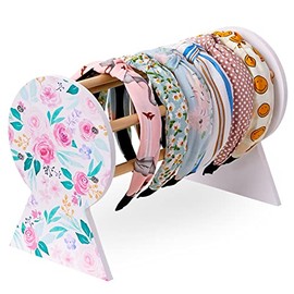 Basumee Headband Holder Wood Headband Organizer for Girls Hair Hoop Headband Display Stand Hairband Stand Rack Headband Storage Organizer for Home Room Decors, Flower