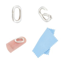 UNICRAFTALE About 2Pcs 925 Sterling Silver Plated Spring Gate Rings Oval Spring Clasp Metal Keychain Carabiner Lock Clasps Connectors 13.5mm Necklace Enhancer Shortener Clasp with Clean Cloth