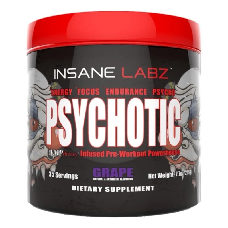 Suplemento en polvo Insane Labz PRE-WORKOUT Psychotic Blend sabor uva