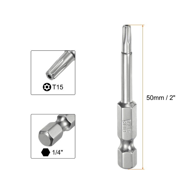 QUARKZMAN Pack of 10 T15 Security Torx Bit 1/4 Inch