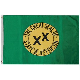 Trade Winds The Great Seal of State of Jefferson Green 100D Premium Quality Heavy Duty Fade Resistant Woven Poly Nylon 2x3 2'x3' Flag Banner Grommets