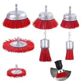 7-Piece Nylon Brush Set with 1/4 Shank Nylon Filament Disc Brush Cup Brush Set 7 Sizes Grinding Attachment for Drill Perfect for Removing Rust/Corrosion/Paint