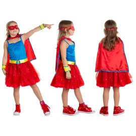 Brandsseller Girls' Costume Superhero Fancy Dress Carnival Party S (4-6 Years)