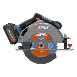 SENIX X2 20 Volt Max* 7-1/4" Cordless Circular Saw, Brushless Motor, Led Work Light, 55 Degree Bevel, Battery, Charger, & Storage Bag Included (PSCX2-M3)