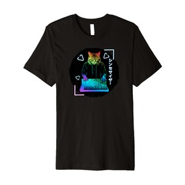 Synthpop New-Wave-Music, Cats Synth-Japanese Synthesizer Premium T-Shirt