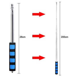 Telescopic Flagpole Set, 2 m Extendable Flag Pole with Carabiner Hook, Telescopic Flagpole, Stainless Steel Flagpole, Portable, Portable Rod for Travel, Camping, Excursions, Competitions, Travel