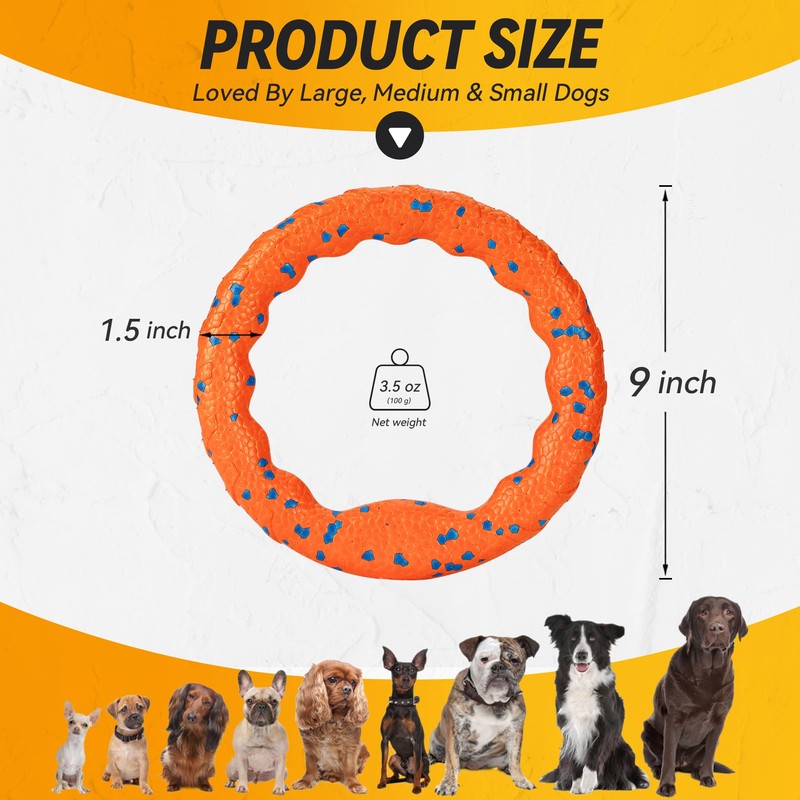 FUSOTO Dog Ring Toy, Tough Dog Toy, Dog Ring Chew