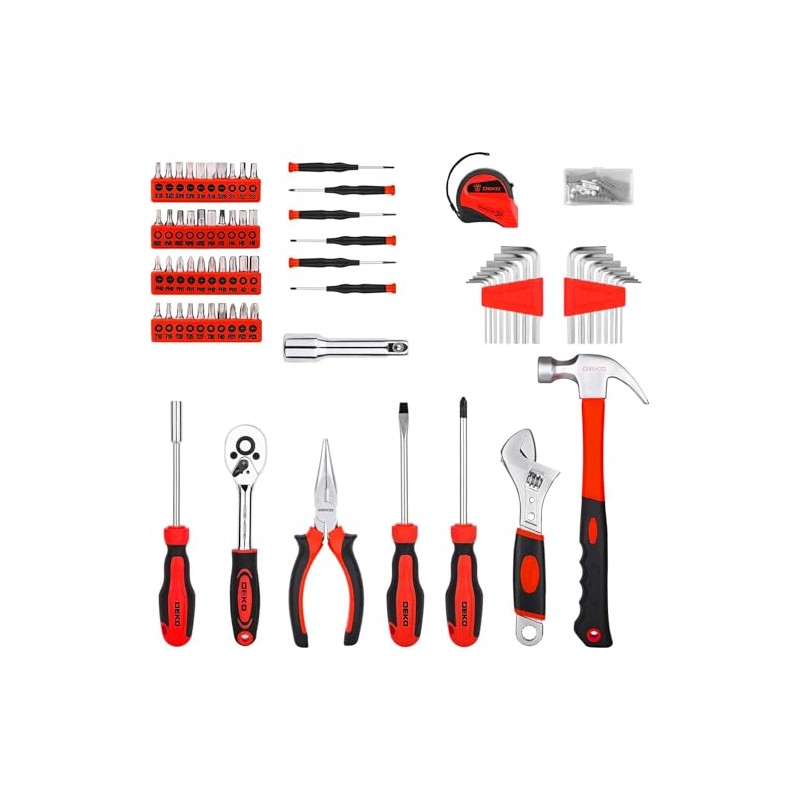 DEKOPRO Tool Set:158 Piece Home Tool Kit, Household Basic Repair