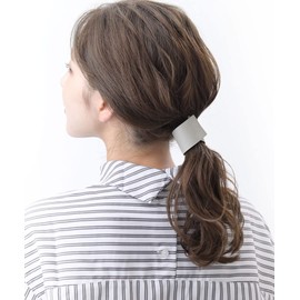 VINGTAINE H7505-GY- Magnetic Fake Leather Hair Cuff, One-Touch Pony Hook, Hair Elastic, gray