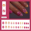 Mkwntg 24Pcs Pink Flower Press on Nails Medium Round Fake