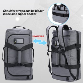 Nepest 90L Large Gym Duffle Bag for Men Travel Duffel Backpack Bags for Traveling Sports, Heavy Duty and Water Resistant (Gray)