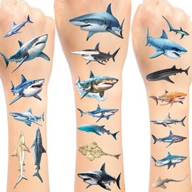 196PCS Shark Temporary Tattoos Stickers Shark Themed Party Favors Supplies Birthday Party Decorations Gifts for Kids Girls Boys Classroom Rewards