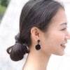 Gold Plated Rose Flower Earrings Black Dangle Drop Jewelry Bridesmaid