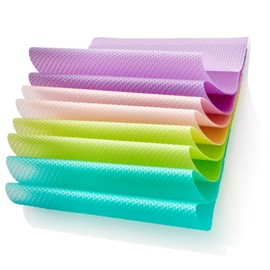 com-four® 8 x Fridge Mats - Antibacterial Non-Slip Mats - Remove Moisture and Odours - Cut to Size Insert Mat (Purple, Pink, Green, Blue)