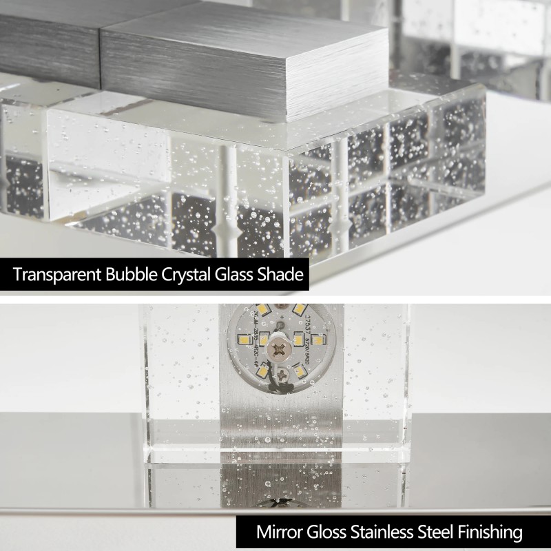 Ship in USA,31" Modern Chrome 5-Light LED Vanity Light,Square Acrylic