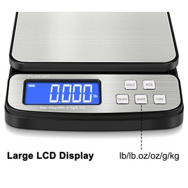 Fuzion Digital Shipping Postal Scale - 88lb x 0.1oz, Stainless Steel Platform, 5 Units, Hold/Tare/PCS Counting, Easy Calibration, Large LCD, Scale for Packages, All-in-1 Shipping Scale