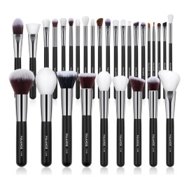 Brochas De Maquillaje Kit 30 Pcs Para Maquillaje Profesional Color Negro