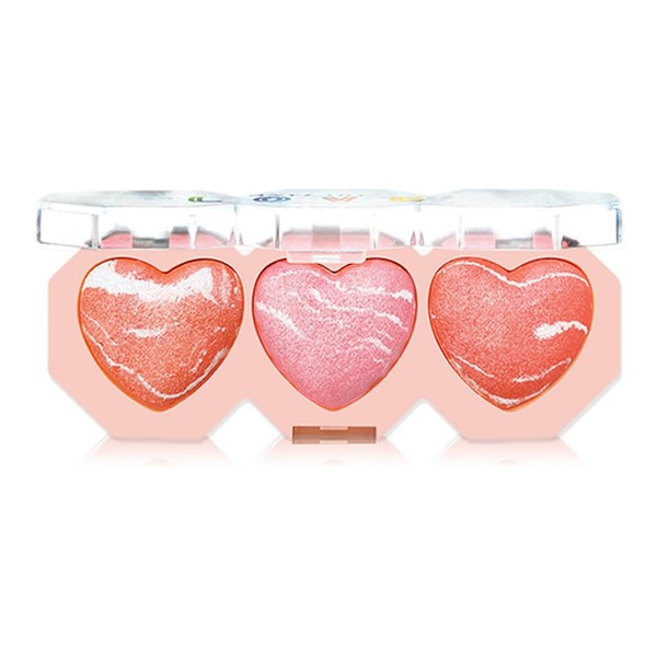 Mirsist Tricolor Heart Shape Baked Blush Cheek, 0.6 oz (16