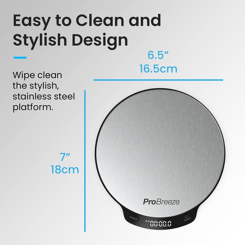 Pro Breeze Kitchen Scales Digital - Stainless Steel Digital Scales