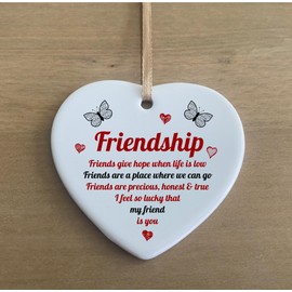 the sticker studio ltd Friendship Lucky My Friend Is You Quote Ceramic Hearts Novelty Plaque Sign Gift cr46