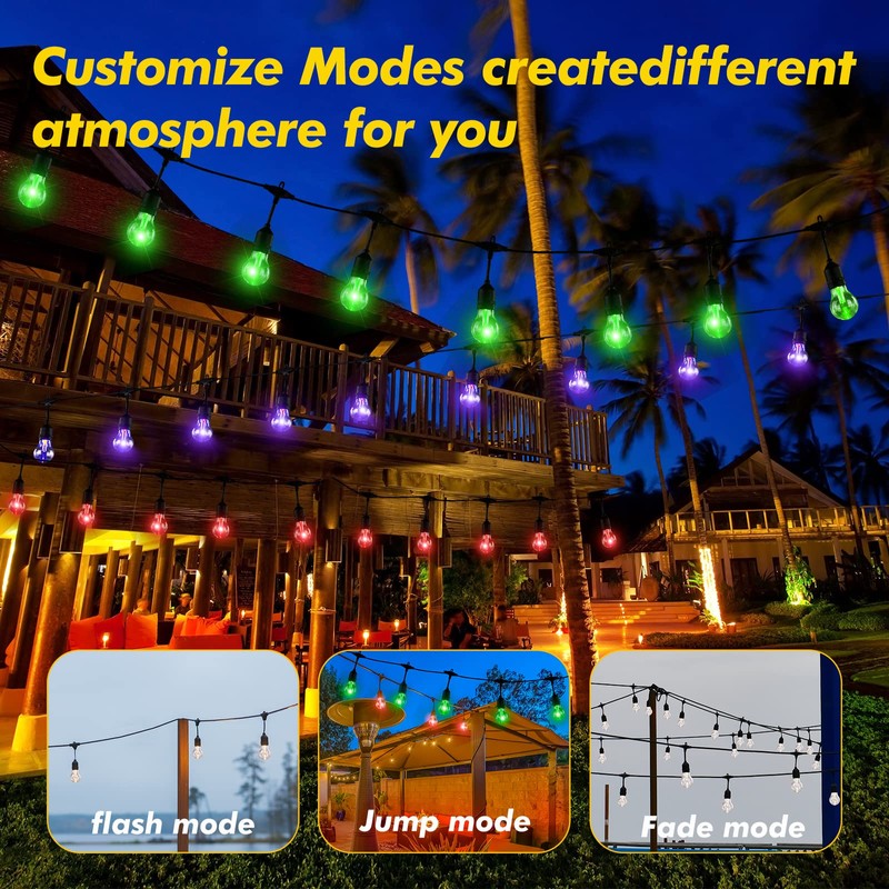 IPStank 96FT Solar Outdoor String Lights with Remote, 30 Shatterproof