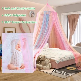 Apritsce Mosquito Net Bed, Bed Canopy Girls, Rainbow Canopy for Double Bed, Single Bed, Canopy Children's Room, Canopy Bed Curtains for Travel and Home, Indoor, Outdoor