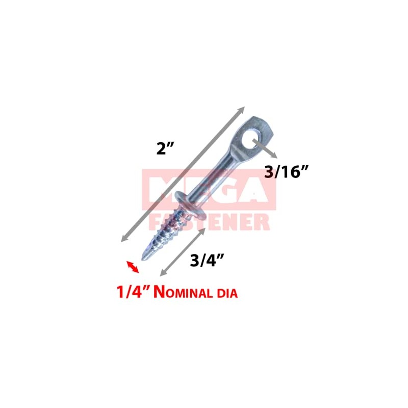 2" Eye Lag Self Tapping Drilling Point Dura-Screws Zinc (Qty