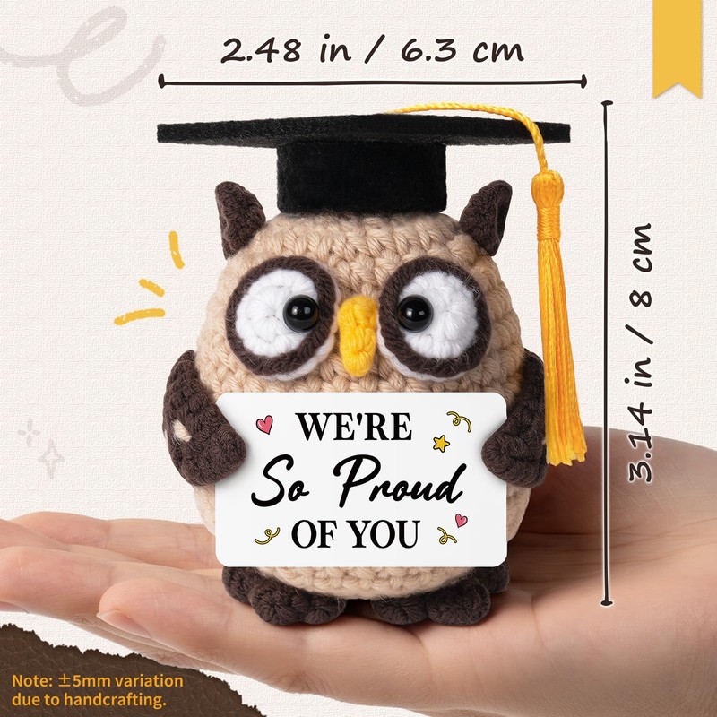 Graduation Gifts 2026, Crochet Owl with Grad Cap & Proud