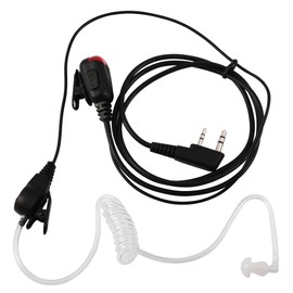 Zerone Transparente De Seguridad Auricular Universal De 2 Pines Tubo Acústico Auricular In-Ear PPT Mic Luz Roja para Radio De 2 Vías Wakie Talkie con Reemplazo Oído