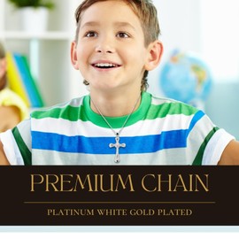 Halukakah Moissanite Cross Pendant Necklace for Boys Teens,1.0ct Total Lab-Grown Diamonds,Platinum White Gold Plated 925 Sterling Silver,Luxury Religious Jewelry,for Son,Grandson,Nephew,5-16 Years Old