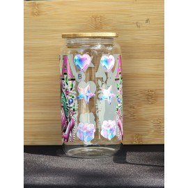 Valencia's DTF Delight Wear AKA 16 oz Glass Cup with Bamboo Lid & Straw – Stylish Sorority Drinkware