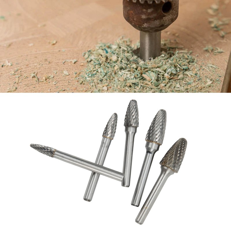 Double Cut Carbide Rotary File Bit Set 6mm Diameter Shank