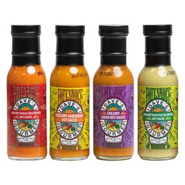 Dave’s Gourmet Creamy Hot Sauce Variety 4-Pack - Jalapeño, Garlic Red Pepper, Asian & Habanero Sauces - Medium Heat, Creamy Texture - Vegan, Gluten-Free, No Preservatives - 8oz Bottles