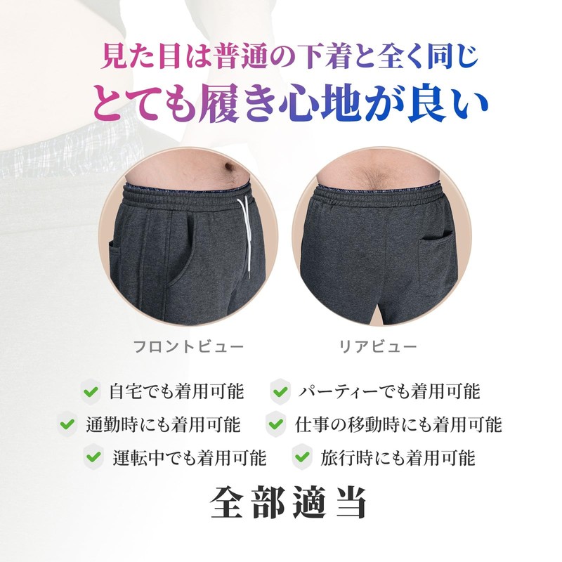 TIICHOO Men's Incontinence Pants, Safe Incontinence Trunks, Absorption Amount, 5.9
