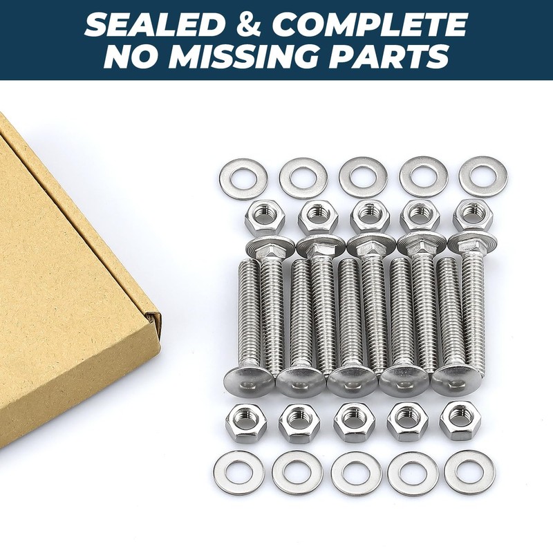 1/4-20 x 1-1/4 Inch Carriage Bolt Kit, 304 Stainless Steel