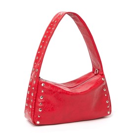 Kamsyluci Studded Purses For Women Y2k Shoulder Bag Small Vegan Leather Handbag (Red)