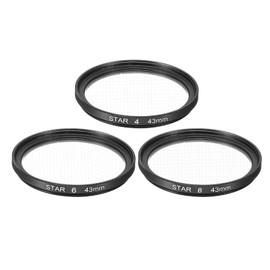 sourcing map 43mm Star Lens Filter, 1 Set Starburst Lens Filter 4 Points 6 Points 8 Points Star Camera Lens Filter for Night Scenery Glassworks